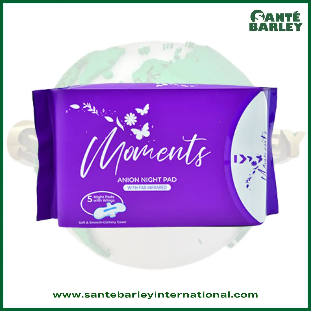 Moments Anion Night Pad with Far Infrared for overnight feminine hygiene and comfortable leak protection.