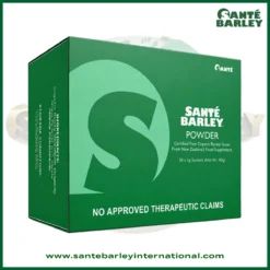 Santé Barley Organic Barley Grass Powder with Stevia in 30 convenient sachets made from 100% organic young barley grass grown in New Zealand.