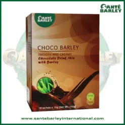 Santé Choco Barley chocolate beverage with organic barley grass for a rich and delicious drink.