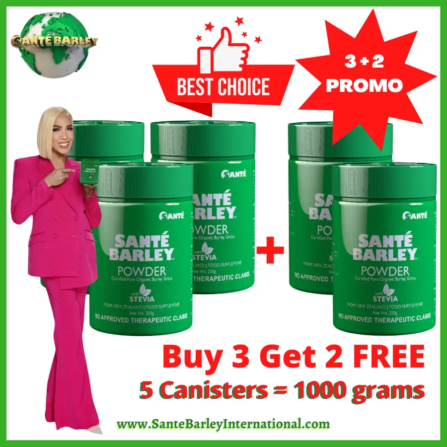 Santé Barley Canister WITH Stevia 3+2 Promo