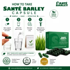 How to take Sante Barley Capsules with the recommended daily dosage and water