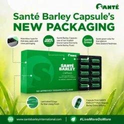 Sante Barley Capsules new packaging featuring premium barley grass supplement in convenient capsule form